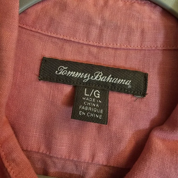 Tommy Bahama Linen Pink Casual Coastal Natural Lagenlook Button Top Size Large - Picture 4 of 6